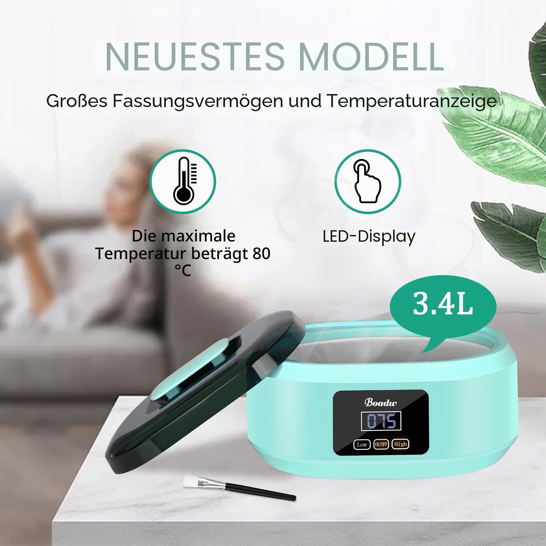 Paraffinbad für Hände und Füße, 3400ml Paraffin Wachsbad Paraffinbad Set für Trockene, Raue Hau, mit 900g Paraffinwachs und Zubehör, Tolles Spa-Geschenk- Grün