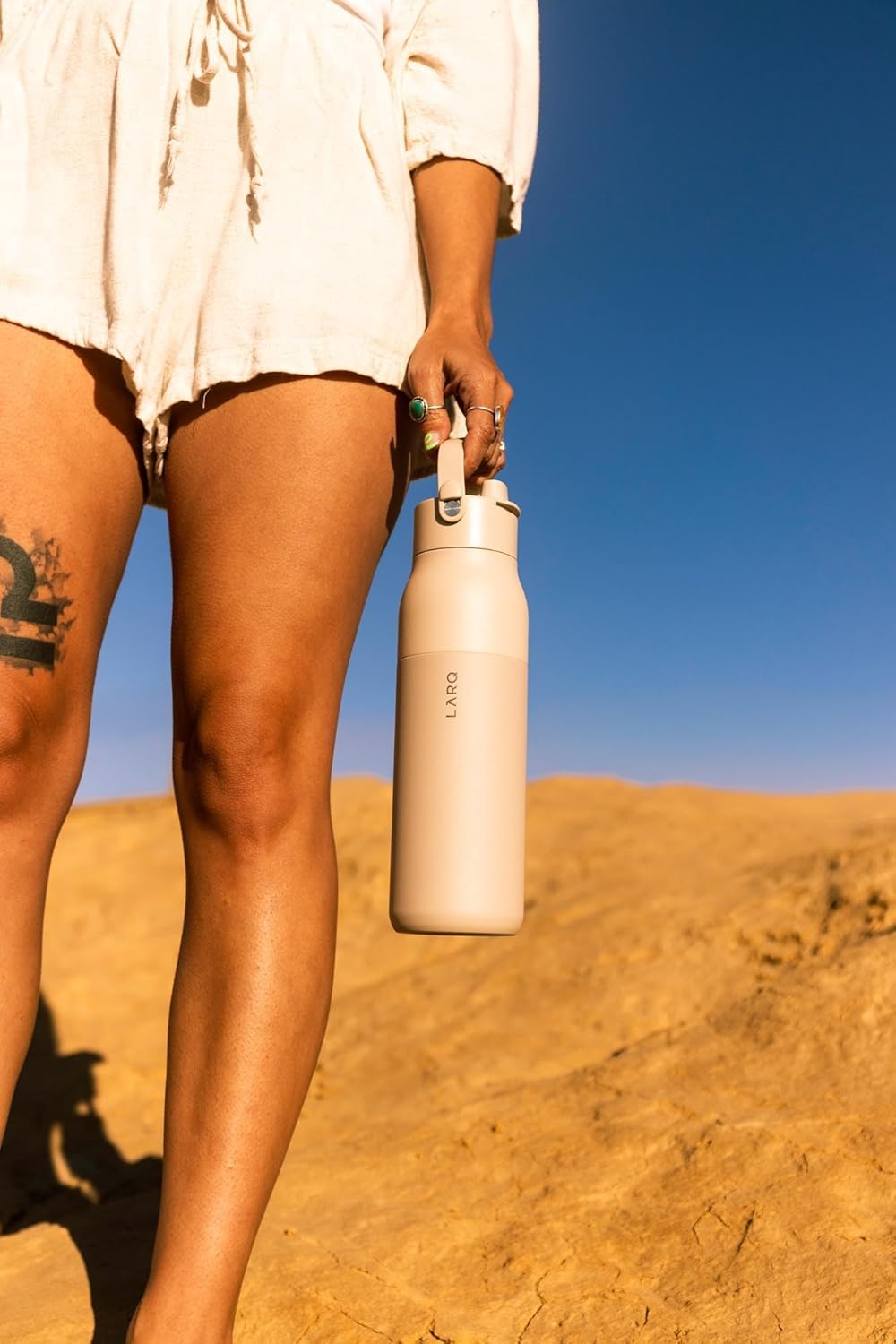 LARQ Bottle Swig Top 34oz - Insulated Reusable Stainless Steel Water Bottle With Built-In Silicone Handle | BPA Free | For Sports, Gym, and Travel | Mojave Dune - Image 7