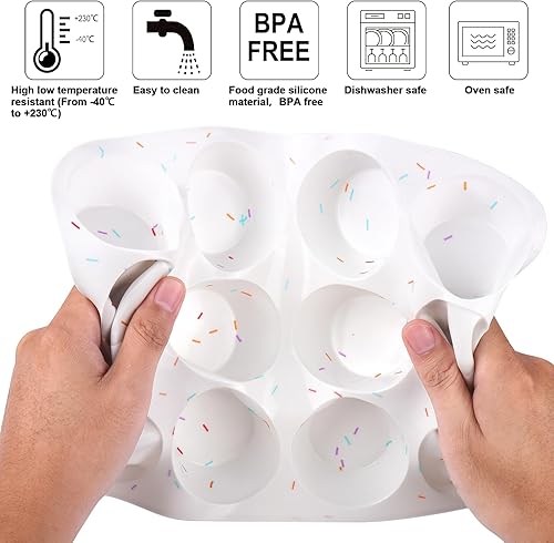 Miniatura 4 de Juome Moldes de silicona para mordeduras de huevo, 12 tazas de moldes de silicona para magdalenas para hornear, molde de silicona antiadherente para