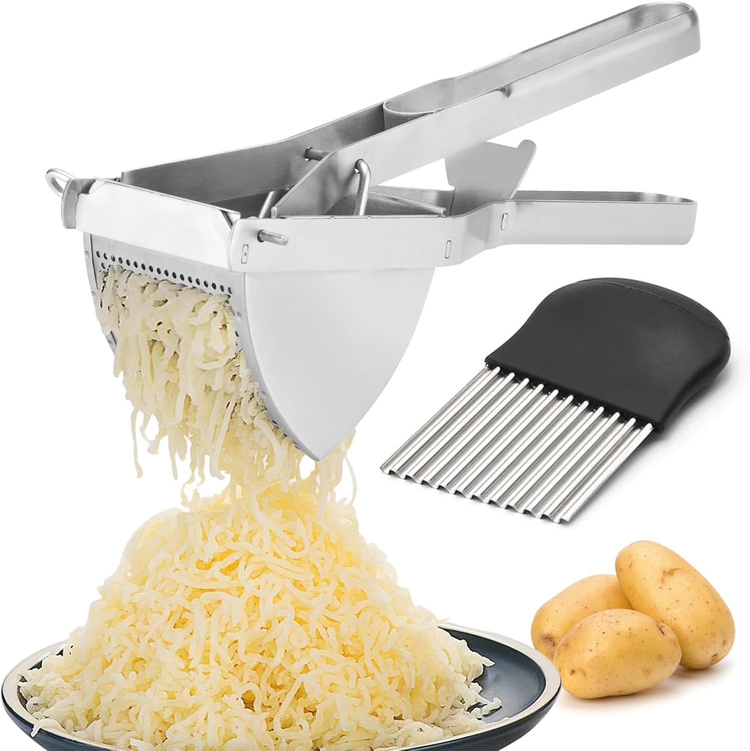 Potato Ricer wytrzymała prasa ręczna, profesjonalny tłuczek do gładkich tłuczonych ziemniaków, sokowirówka owocowa, zdejmowany gadżet kuchenny do łatwego przygotowywania żywności