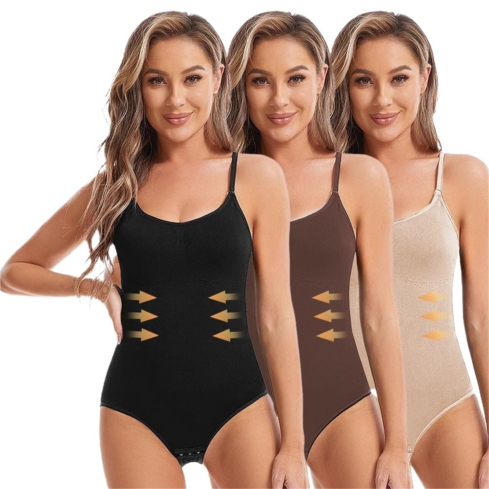 Shapewear Donna Intimo Modellante Dimagrante da Donna Senza Cuciture, Modellante for Tutto Il Corpo, Body Liscio(Brown-2PCS,One Size_XL)