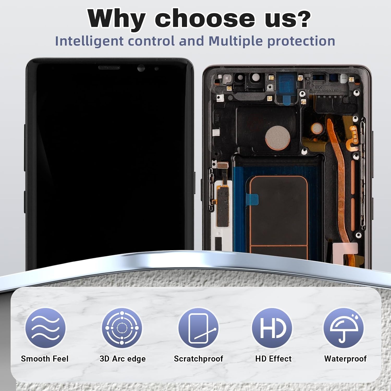 [with Frame] Vvsialeek New TFT LCD Touch Screen Digitizer Assembly for Galaxy Note 8 SM-N950F SM-N950U with Technical Repair Tools Kit-NO Fingerprint Function