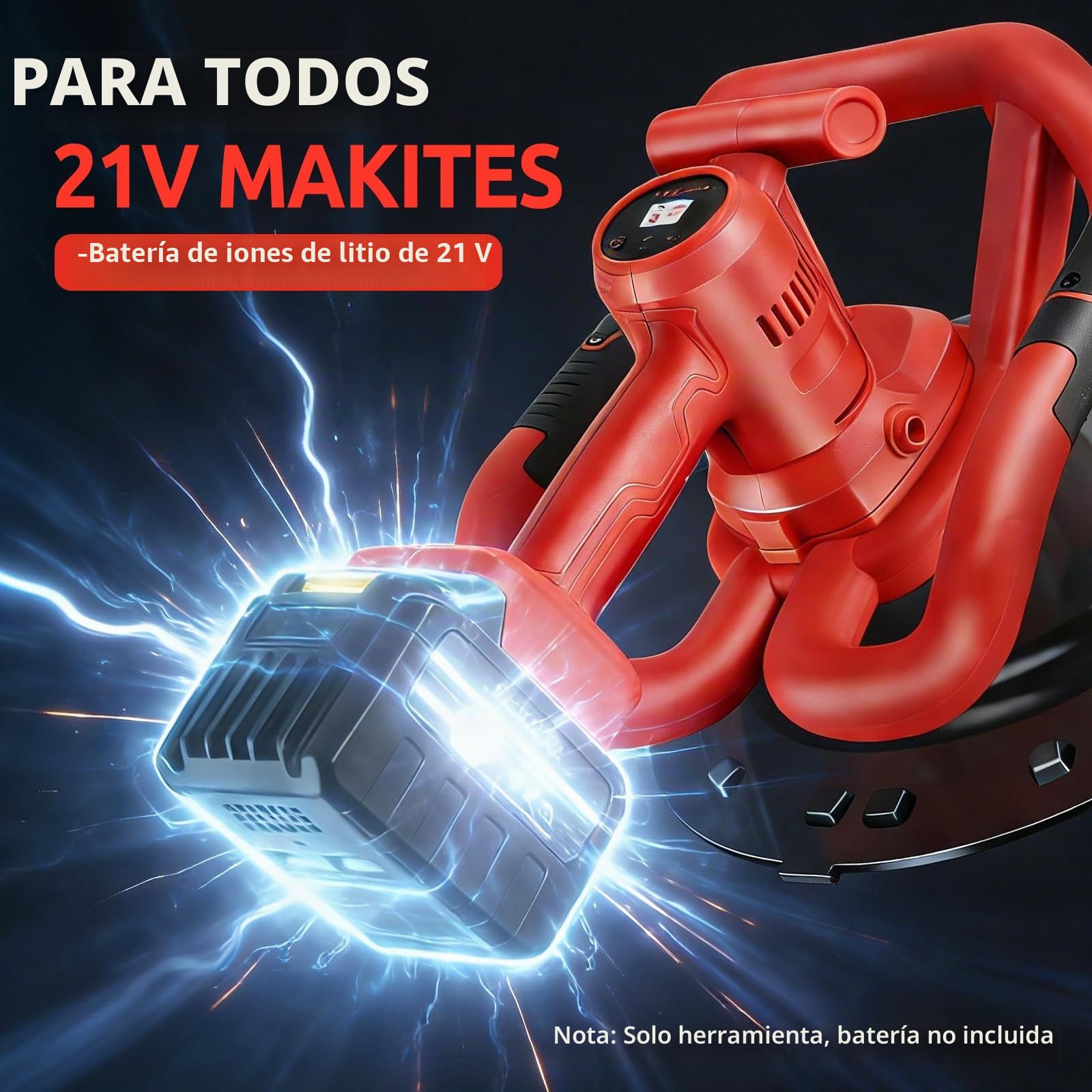 Alisador eléctrico de pared (batería no incluida), mezclador 2 en 1 + máquina alisadora de yeso, máquina de acabado de mortero de pared, 6 velocidades variables, paleta eléctrica para alisar y pulir