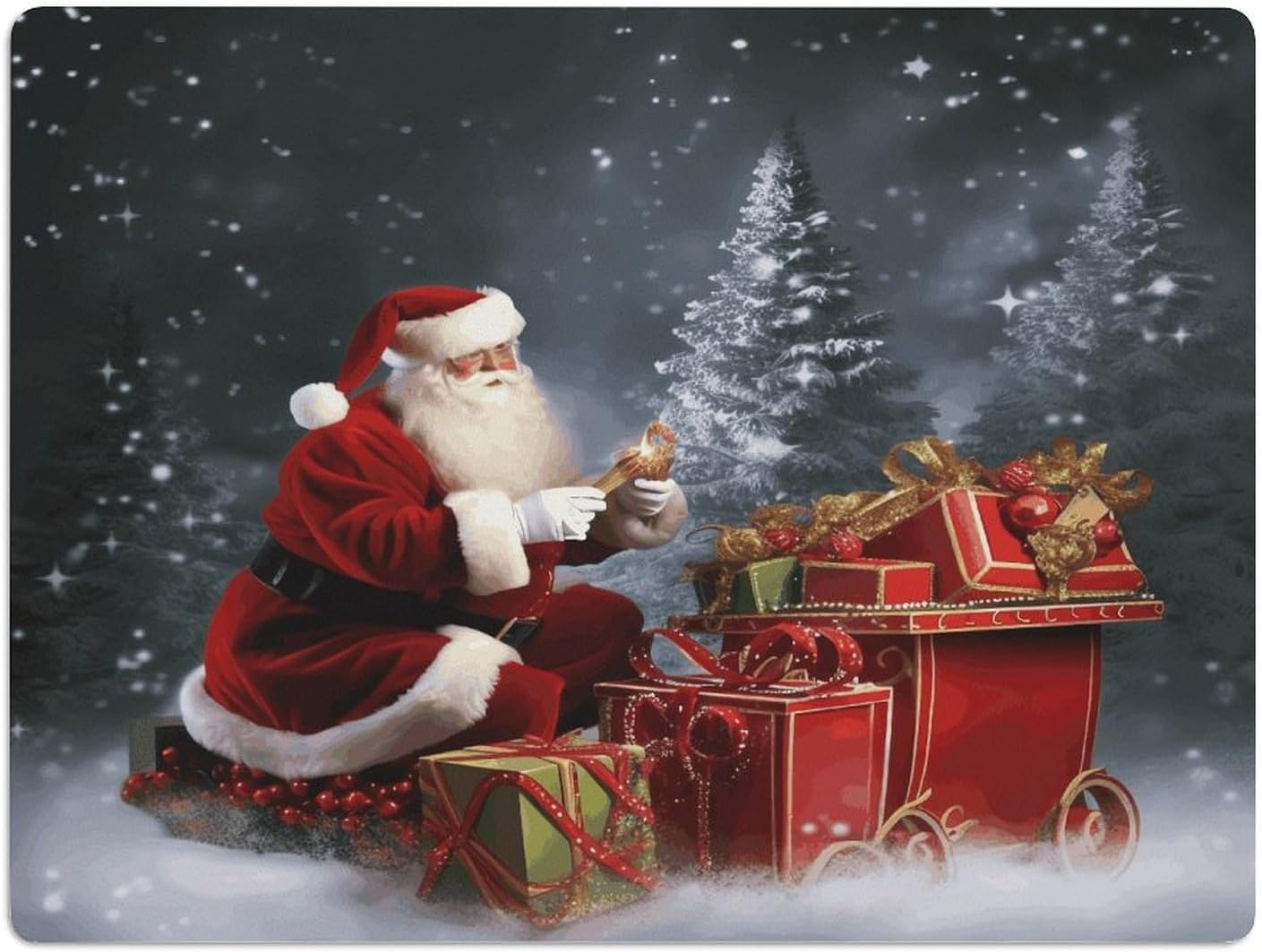 Santa's Gift Drying Mat for Kitchen Counter 30x40 inch, Diatomite Dish Drying Mat, Non-Slip, Absorbent Dish Drainer Pad for Coffee & Utensils, Kitchen Decor Mats