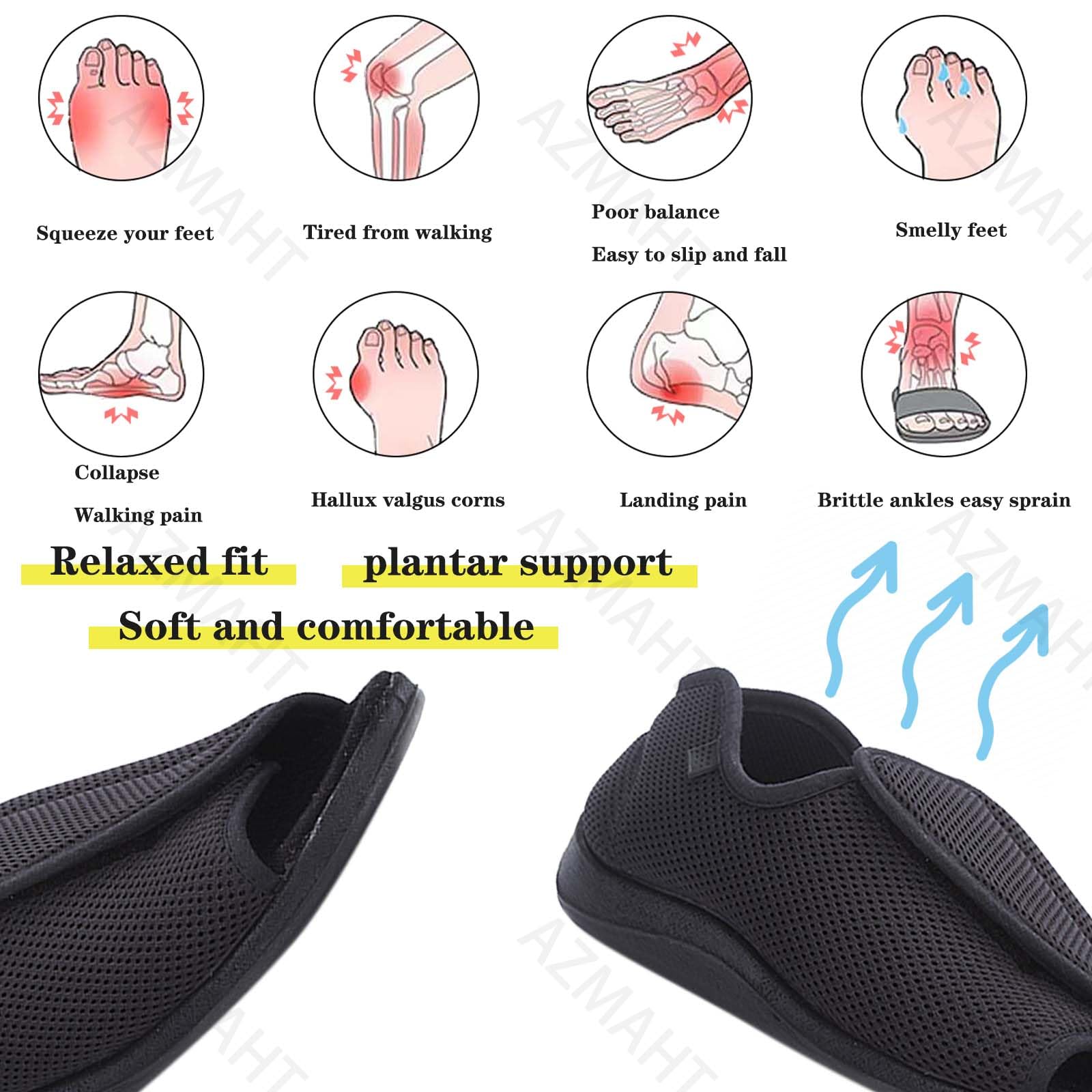 Scarpe sanitarie Uomo Scarpe Ortopediche Donna Scarpa da Passeggio da Donna Ortopedica e gonfia Scarpe sanitarie Uomo Traspiranti Scarpe da Passeggio in Rete Traspirante,Grigio,42.5EU