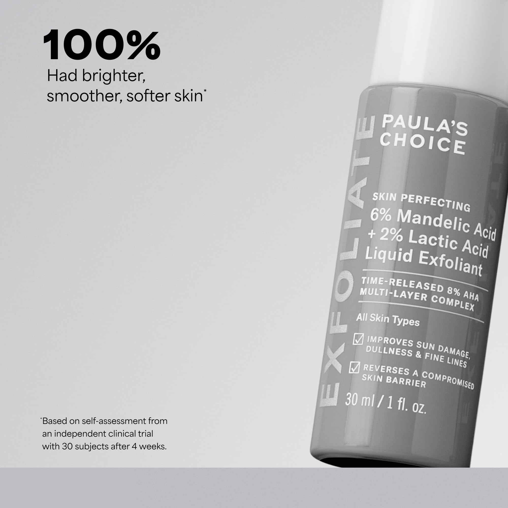 Paula's Choice SKIN PERFECTING 6% Kwasem Migdałowym + 2% Kwasem Mlekowym AHA - Środek Złuszczający AHA - Widocznie Redukuje Drobne Linie i Zmarszczki - Do Każdy Rodzaj Skóry - 30 ml | Peeling do twarzy - balsam złuszczający - Wyraźnie redukuje drobne lini