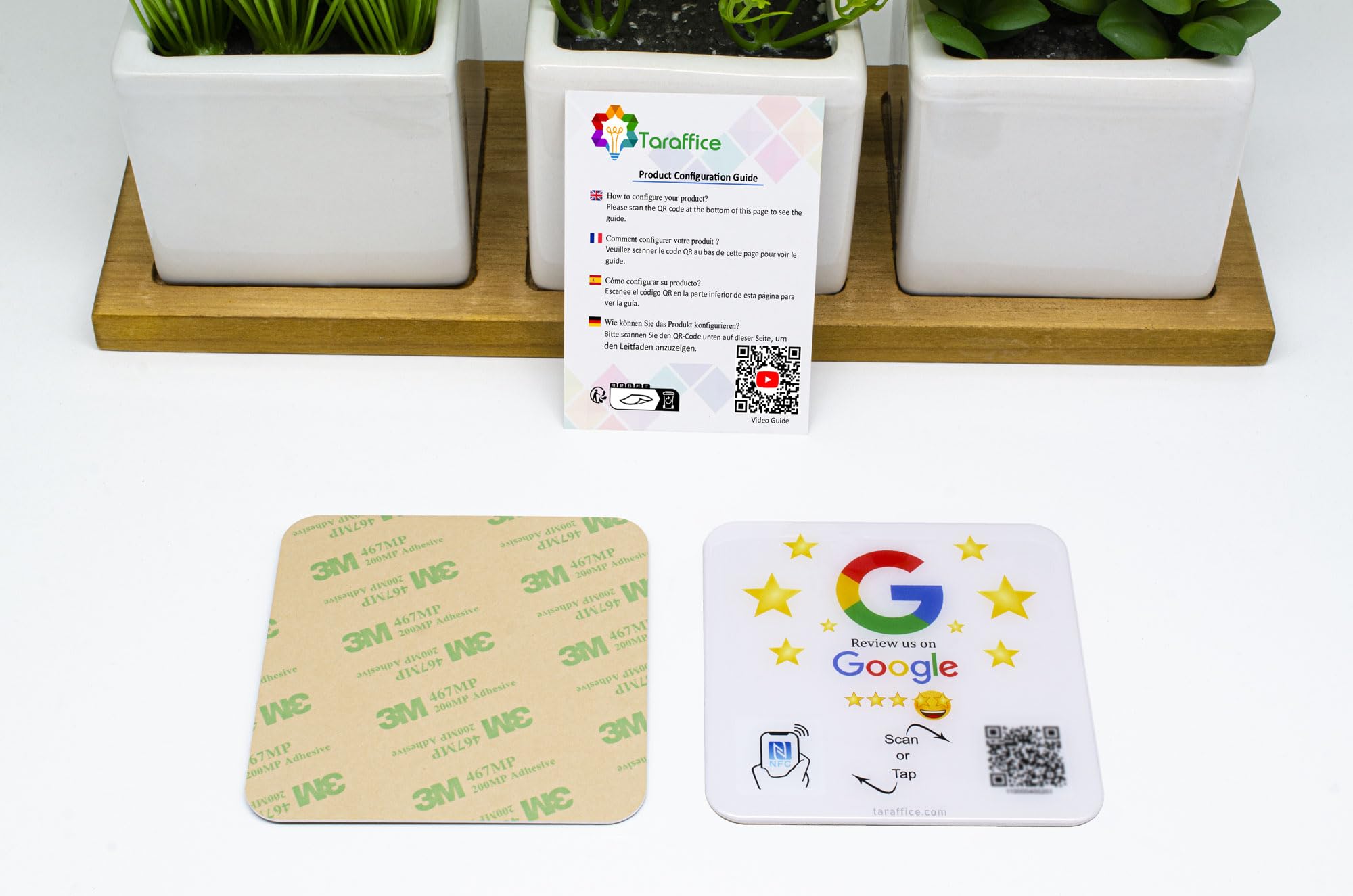 TARAFFICE - NFC Plate Google Reviews in Epoxy, white, 100x100mm - Image 3