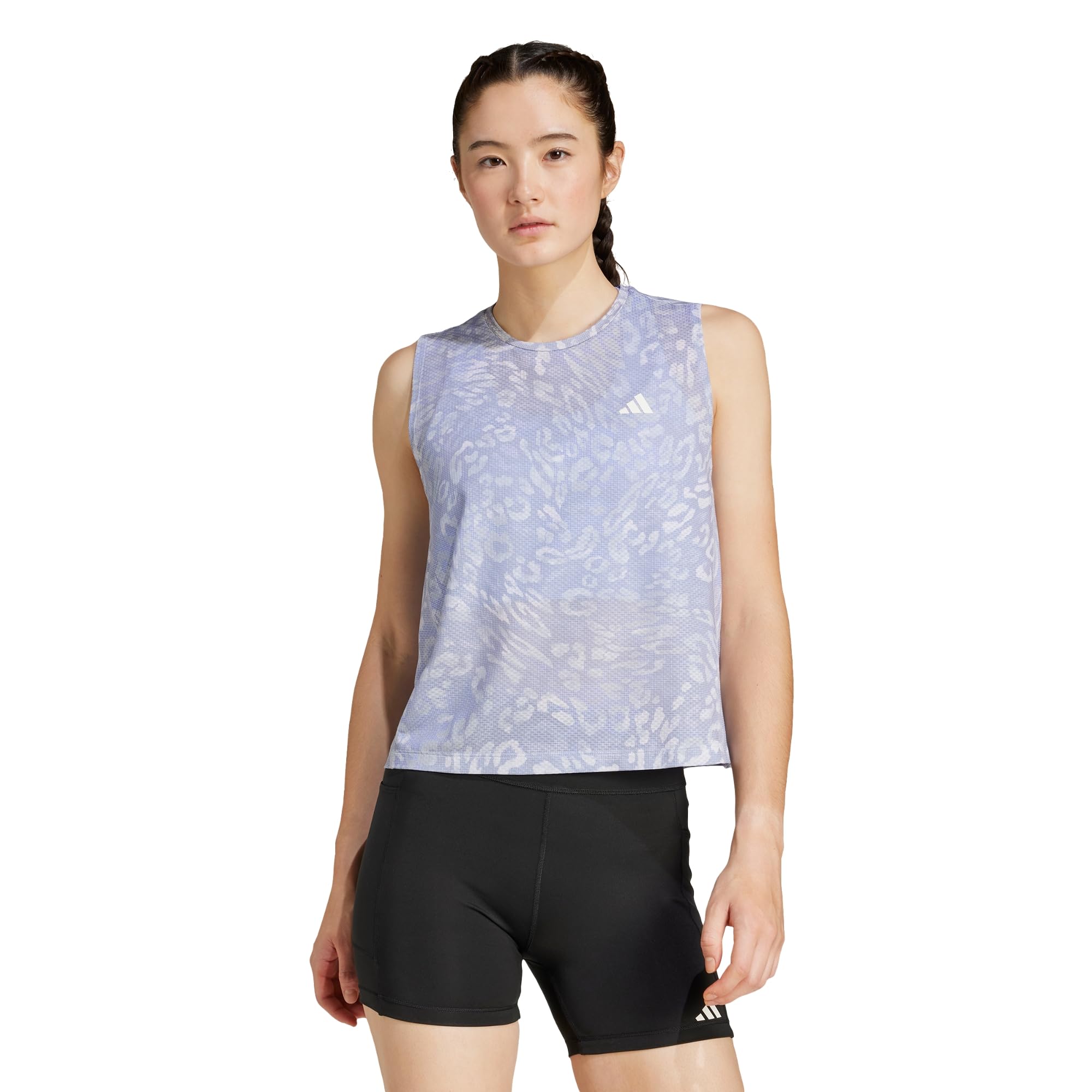 adidas Damen Own The Run AOP Tank Laufbekleidung Tank-Top Dshgry/Vioton - Flieder M