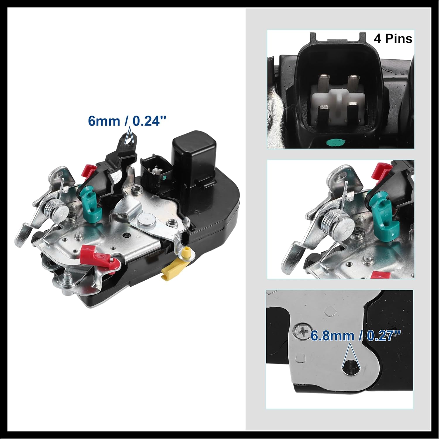 Front Left Door Latch Lock Actuator Replacement Fit for Dodge Dakota Crew - Pack of 1 Black Durable Material