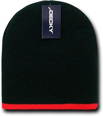 DECKY Single Striped Beanie, Black/Red