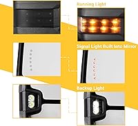 Vista 8 de Espejos de remolque para Chevy Silverado GMC Sierra 1500 2500 HD 3500 HD de 2014-2018 con cristal eléctrico, luz de señal LED con flecha, luz