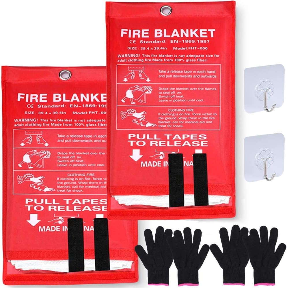 Fire Blanket for Home, Sportneer 2 Pack Emergency Fire Blanket Kitchen Camping