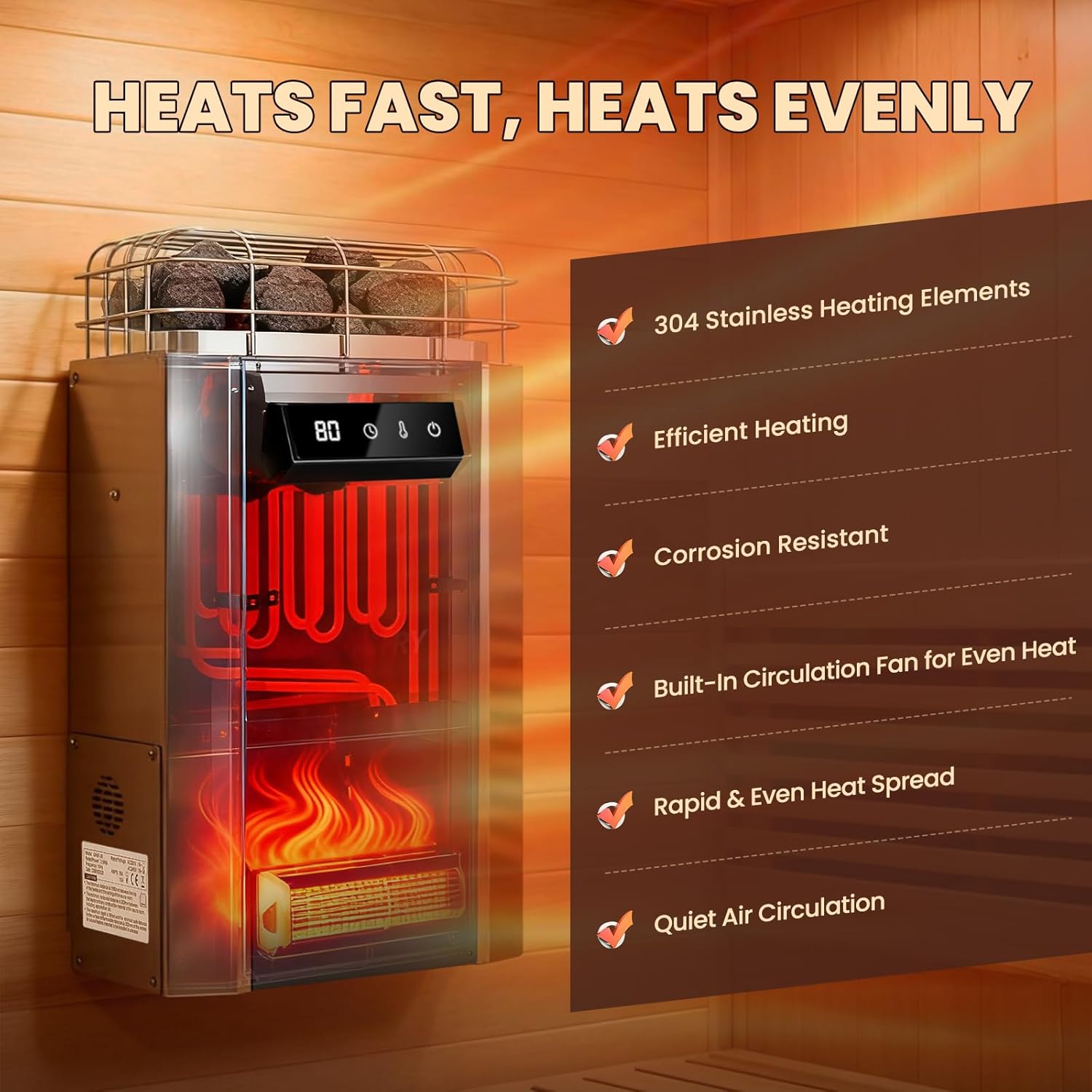 NEWTRY Sauna Heaters, 3.5KW 220V Digital Electric Sauna Heater Dry Steam Bath Sauna Stove for Max. 141 Cu.ft Home Spa Hotel Sauna Room