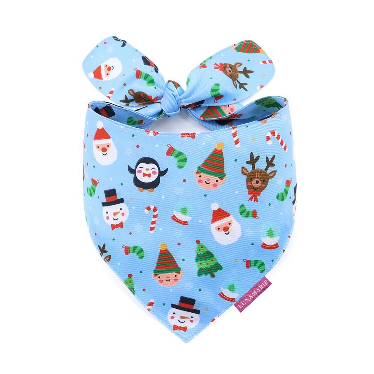 LunaMarie - Luxury Pet Birthday Bandanas -Premium & Silky Poly Fabric | 100% Handmade | Custom Shape Dual Layered (Santa's North Pole, Large) โ image 1