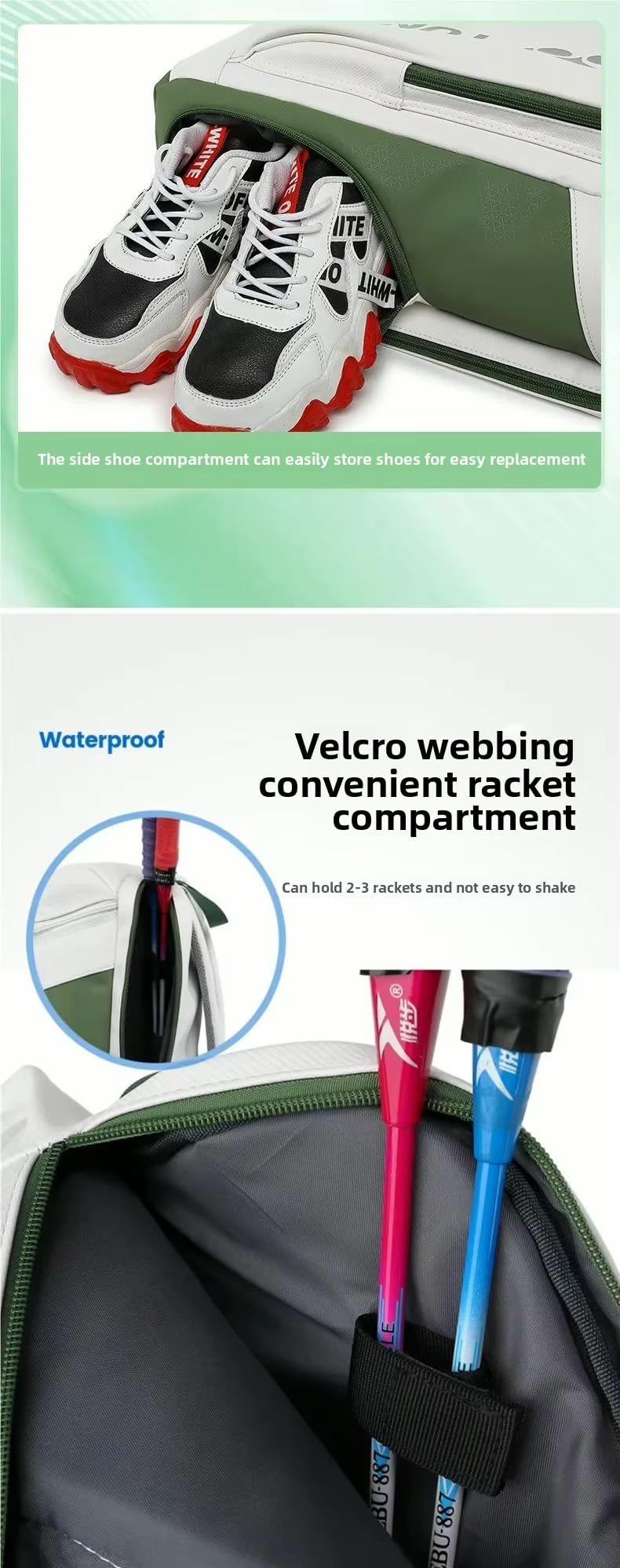 YONEX Bolsa Deportiva de Raqueta para Bádminton y Tenis, Compartimento Separado para Zapatos, Blanco y Negro