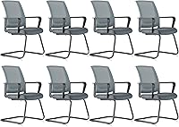 Vista 11 de CLATINA Silla de oficina para invitados con base de trineo y soporte lumbar, silla ergonómica de malla con respaldo medio sin ruedas, silla