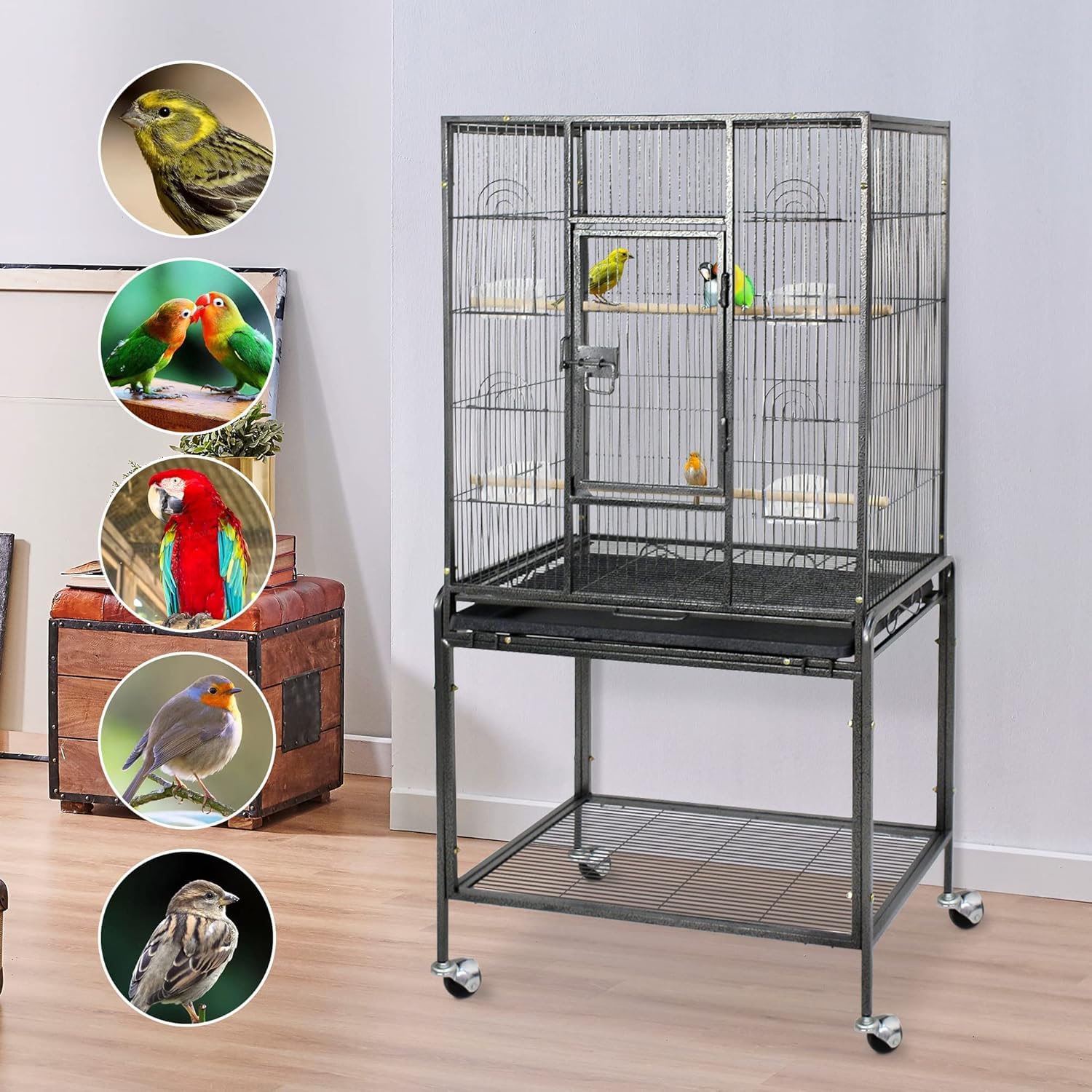 Jaula para Pájaros, Transportín Versátil para El Hogar Y Los Viajes. Accesorios Ideales para Cacatúas, Loros, Periquitos, Cotorras, Cotorras, Palomas Y Otras Aves Pequeñas Y Medianas.