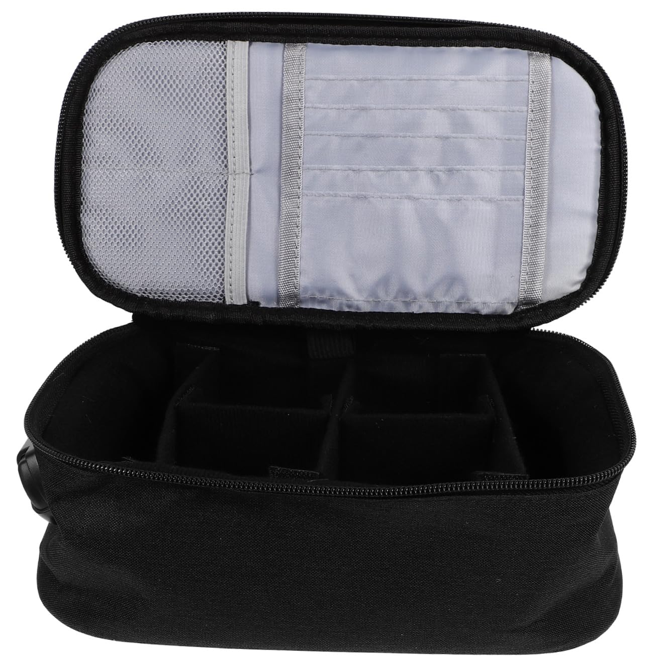 PLAFOPE Borsa da Toilette da Viaggio Nera Oxford, Multiscomparto, Portatile, Chiusura, per Organizzare Trucchi e Smalti in Viaggio