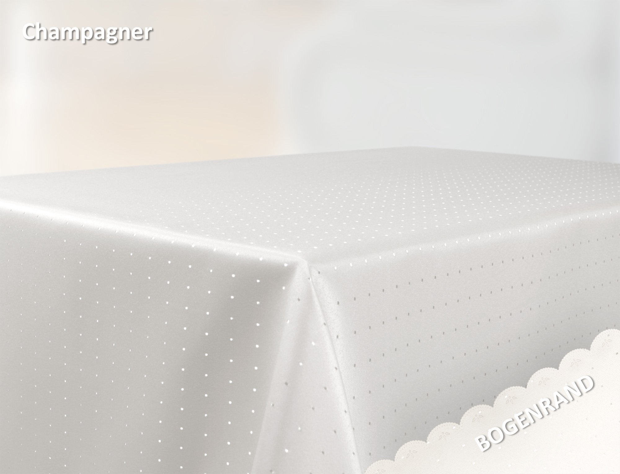 BEAUTEX Damast Tischdecke Punkte eckig 130x300 Champagner bügelfrei edel | fleckenabweisend, Lotuseffekt, formstabil, strapazierfähig, eleganter Glanz, hochwertige Tischwäsche für Alltag & Anlass
