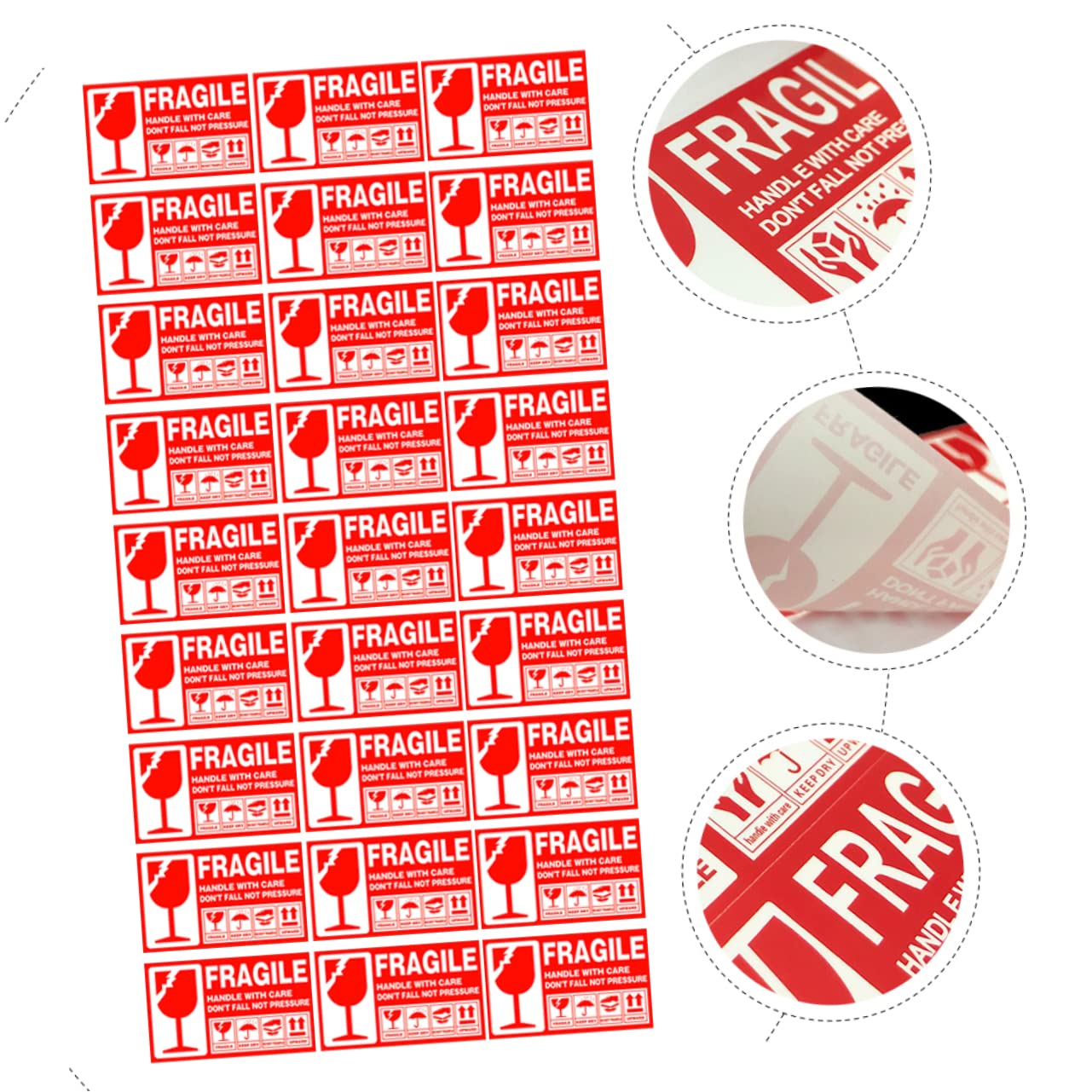 Etiquetas Adhesivas de Advertencia Frágiles Rojas para Envío, Fácil de Pegar, Material Papel, Paquete de 500 Unidades para Embalaje Seguro