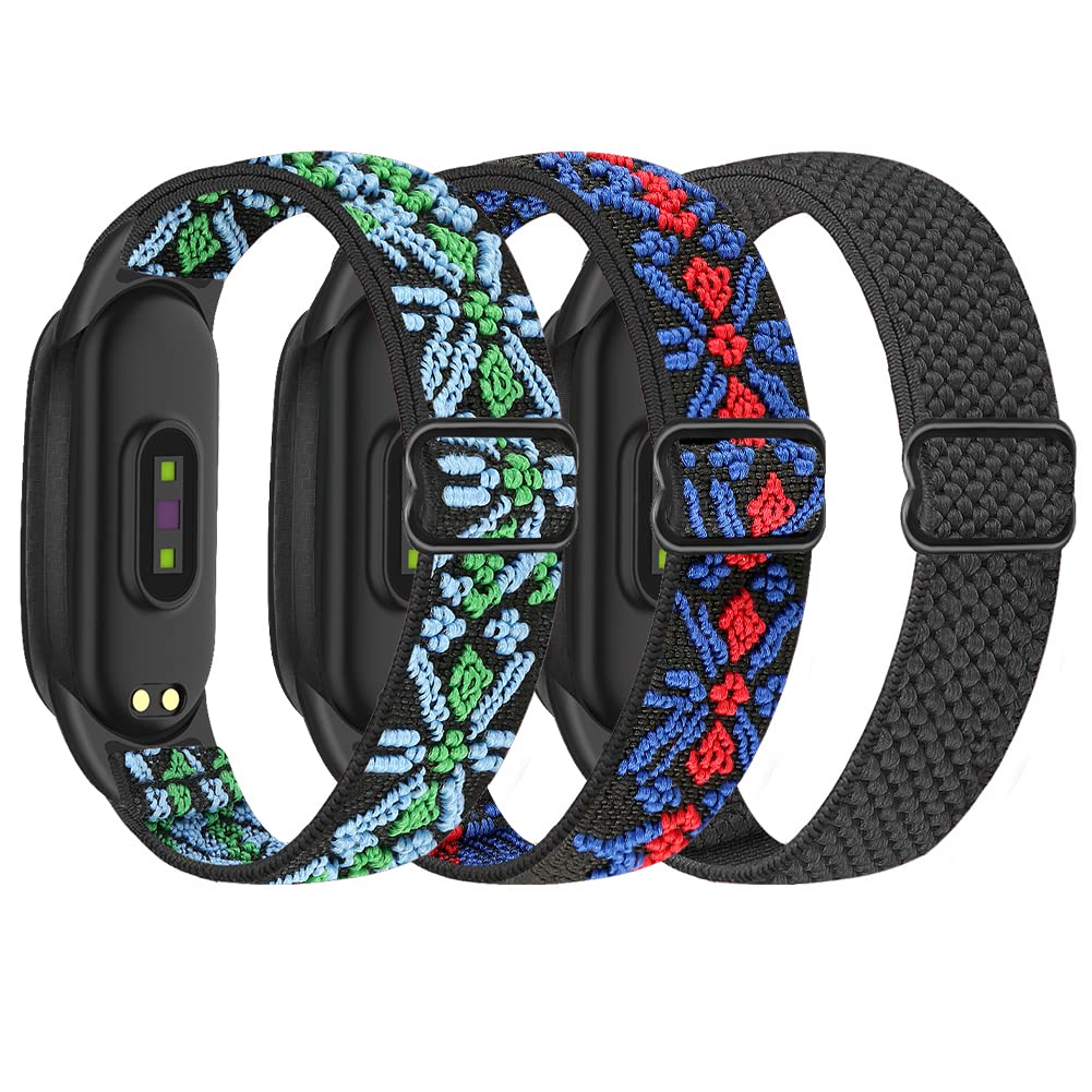 SHIJZWD Cinturino elastico compatibile con Xiaomi Mi Band 7/Mi Band 6/Mi Band 5/Amazfit Band 5, cinturini di ricambio regolabili in nylon per orologi sportivi per donne uomini