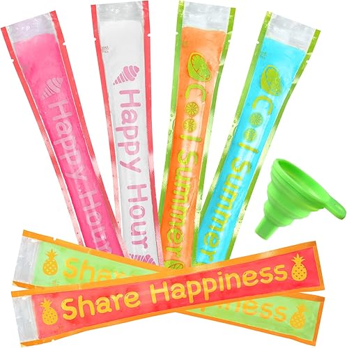 Miniatura 1 de Paquete de 150 bolsas de paletas de hielo, divertidas y lindas bolsas de hielo para niños y adultos, bolsas de heladas de 11 x 2 pulgadas, bolsas de