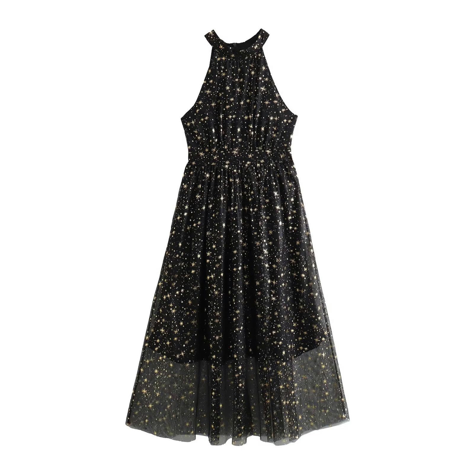 Robe en maille étoile noire chic pour femme adepte de coupe ajustée XS