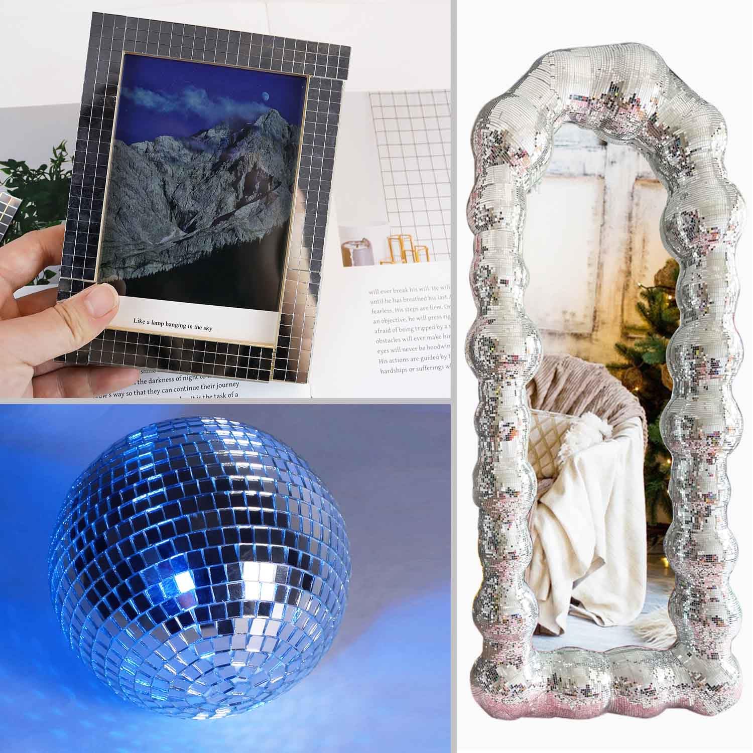 3000 Pieces Disco Ball Tiles Disco Mirror Tiles 5 mm X 5 mm Mosaic Square Glass Sticker for DIY Craft Decoration Self-Adhesive Mirror Mosaic Tiles Self Adhesive Disco Ball Mirrors Pieces (Silver)