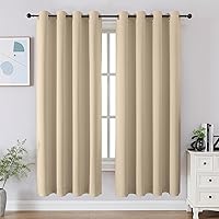 Vista 29 de CUCRAF Juego de 2 paneles de cortinas opacas negras de 54 pulgadas de largo, cortinas de oscurecimiento de habitación para sala de estar