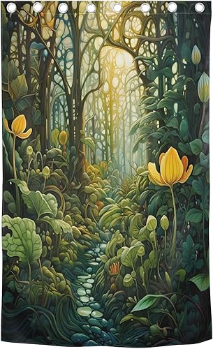 Miniatura 2 de Wonderland - Cortinas verdes para ventana de dormitorio, 84 pulgadas de largo, 84 pulgadas de largo, cortinas opacas para cafetería, 1 panel