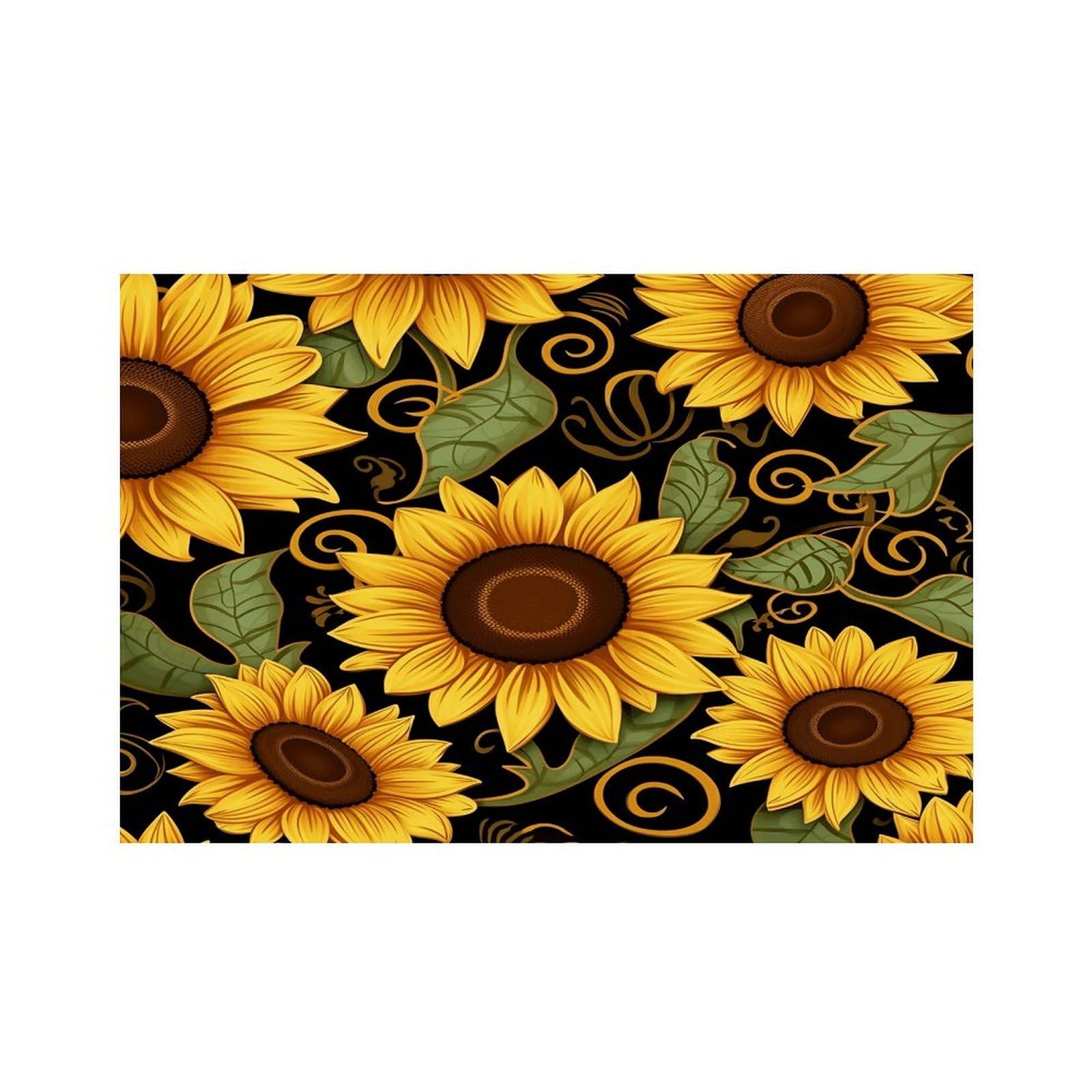 Beautiful Sunflower Placemats Non-Slip Heat Resistant Table Mats Flax Washable Cloth Place Mats Easy to Clean Premium Placemat for Kitchen Dining Table Decor Party Outdoor