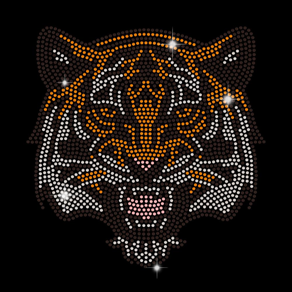 Patch thermocollant Tigre en strass pour personnaliser un t-shirt ou une veste en jean