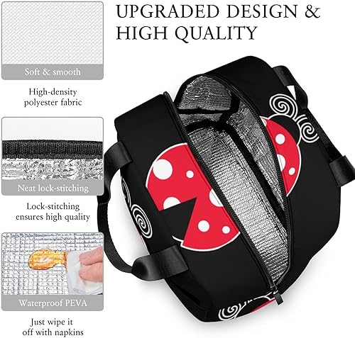 Miniatura 6 de Bolsa de almuerzo de mariquita para mujeres y hombres, lonchera aislada, reutilizable, bolsa de almuerzo