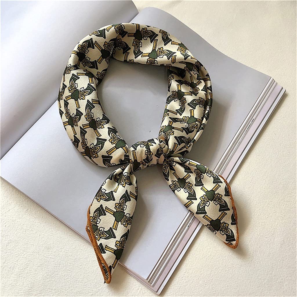  TWDYC Square Scarf Hair Tie Print Satin Silk Scarf Head Scarf  for Women Small Long Strip Silk Scarf (Color : Green, Size : 6060CM) :  Clothing, Shoes & Jewelry