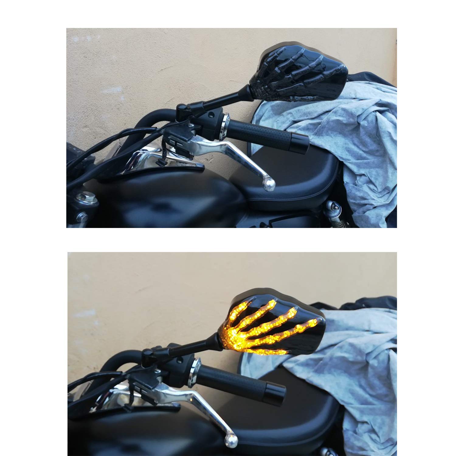 Specchietto laterale universale per moto con indicatore di direzione a LED