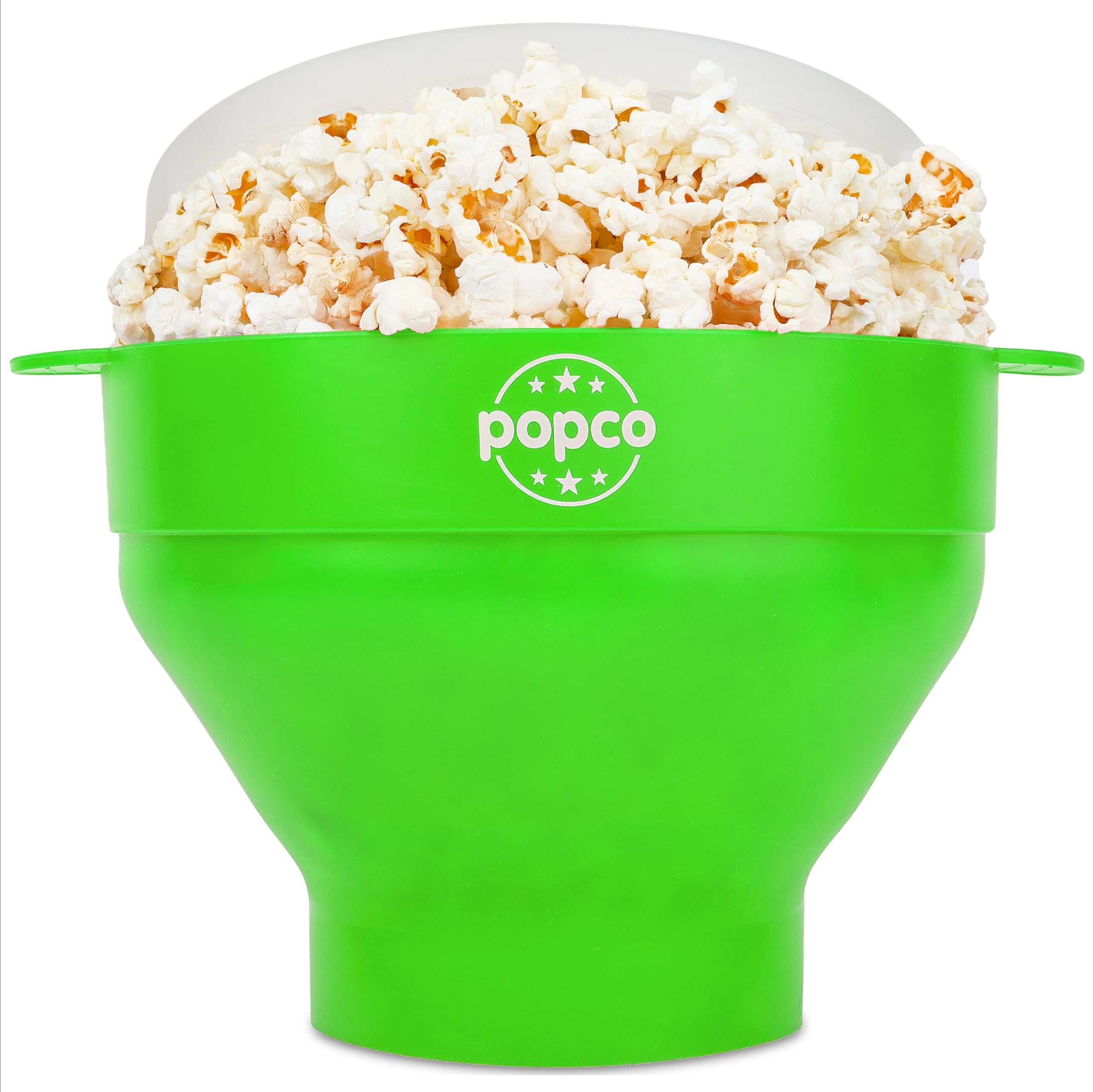 The Original Popco Silicone Microwave Popcorn Popper with Handles, Silicone Popcorn Maker, Collapsible Bowl Bpa Free and Dishwasher Safe - 15 Colors Available (Green)