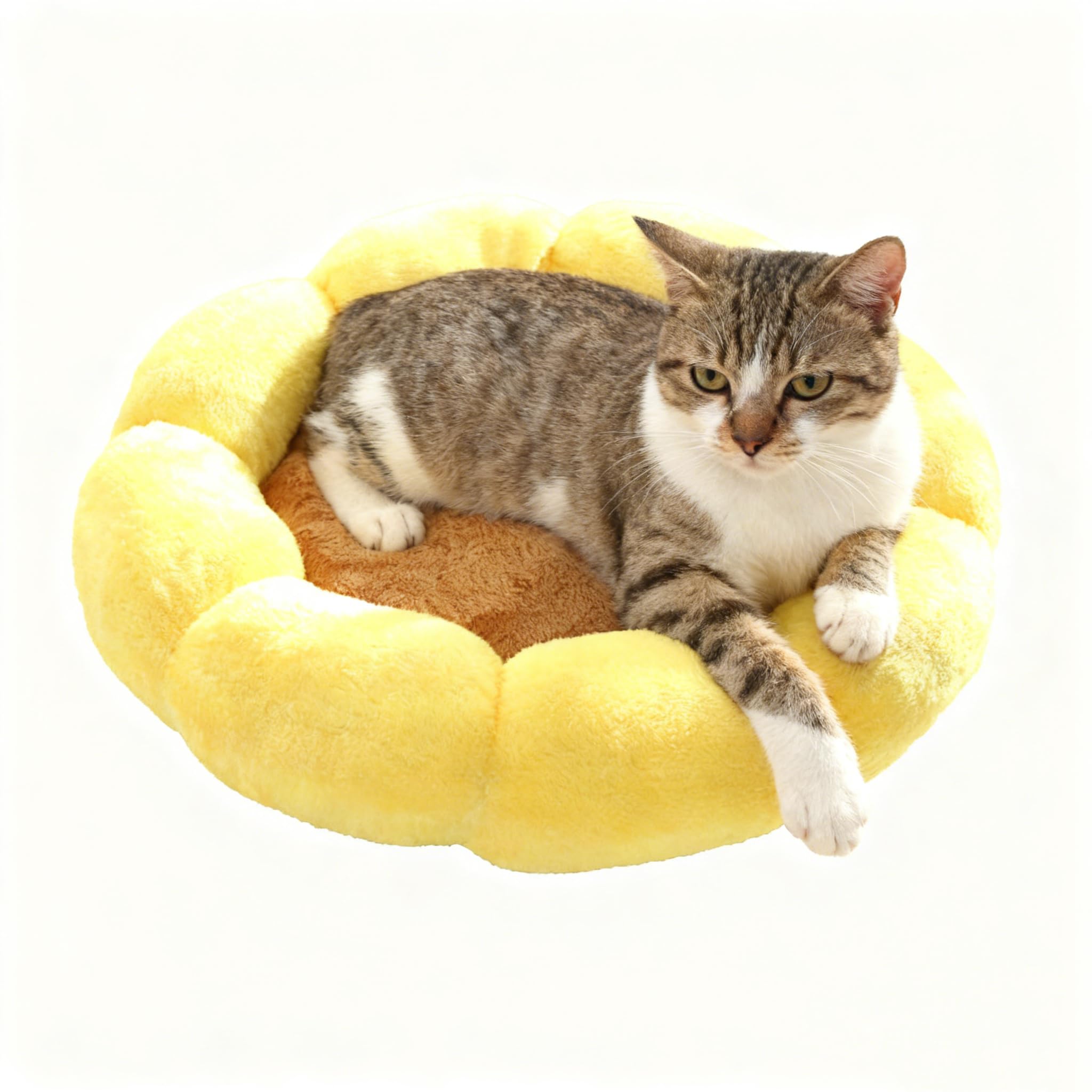 Natudeco Pet Bed Cat Beds Cute Flower Shape Indoor Cats Calming Pet Beds Small Round Dog Sofa Couch for Puppy Kitten Bedroom Living Room