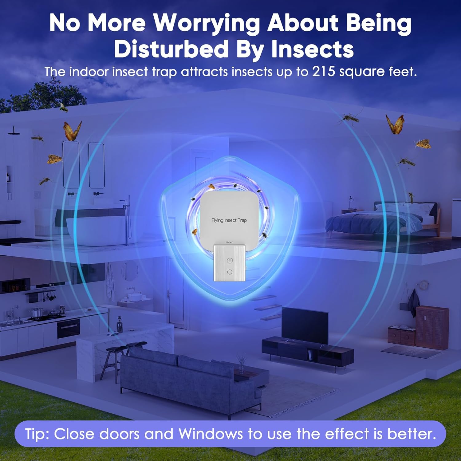 Fly Trap Indoor,2 in 1 Plug in Fruit Fly Traps for Indoors with Auto Night Light for Home，Fruit Flies,Mosquito, Flies, Moths，Gnat Traps for House Indoor(2 Device + 10 Glue Cards)