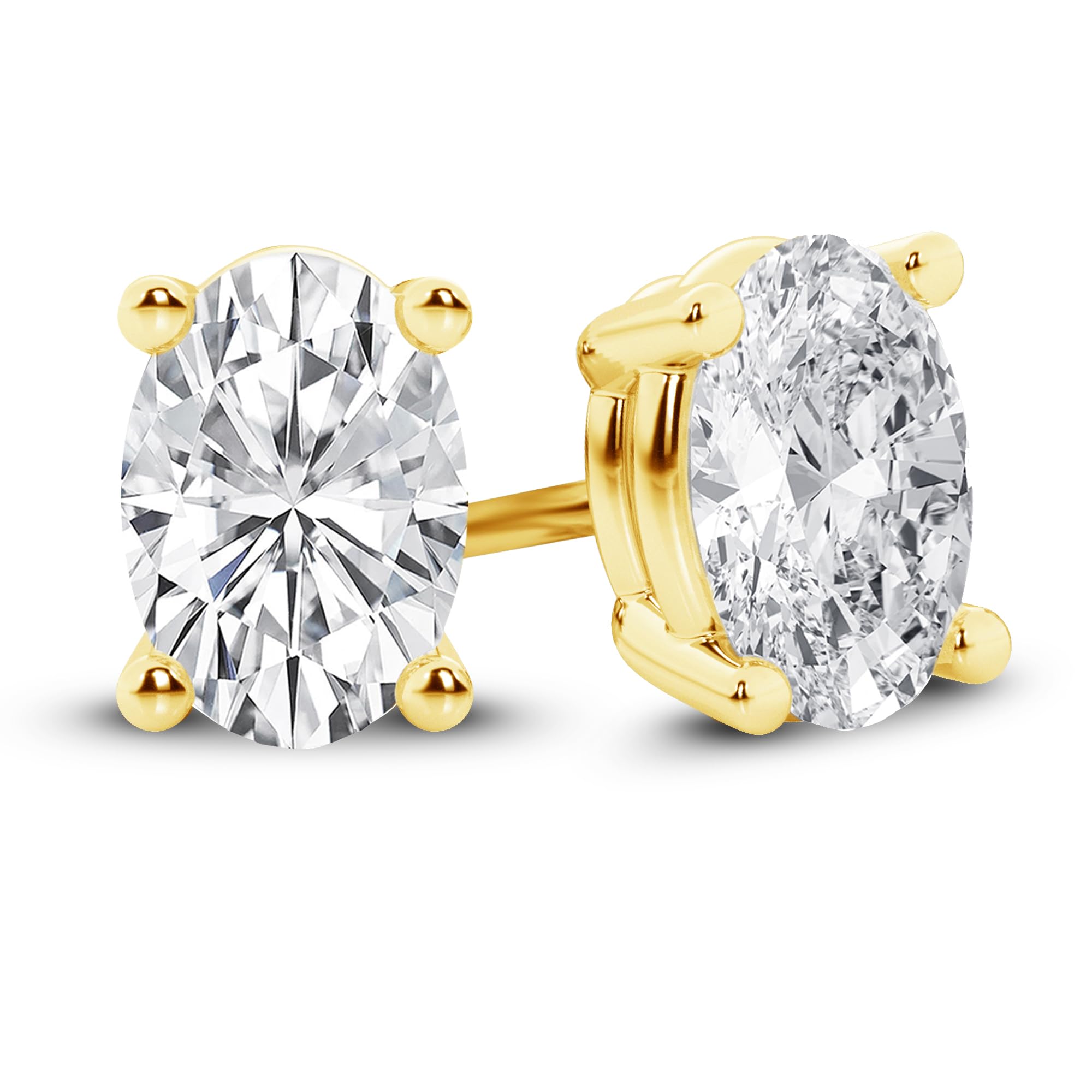 Lab Grown Diamond Stud Earrings in 14K White or Yellow Gold, Round,Oval,Princess and Emerald Cuts, 1/2 to 7 Carat, IGI Certified, E-F Color, VS Clarity, Prong Setting, Jewelry for Women, Gift Box Included