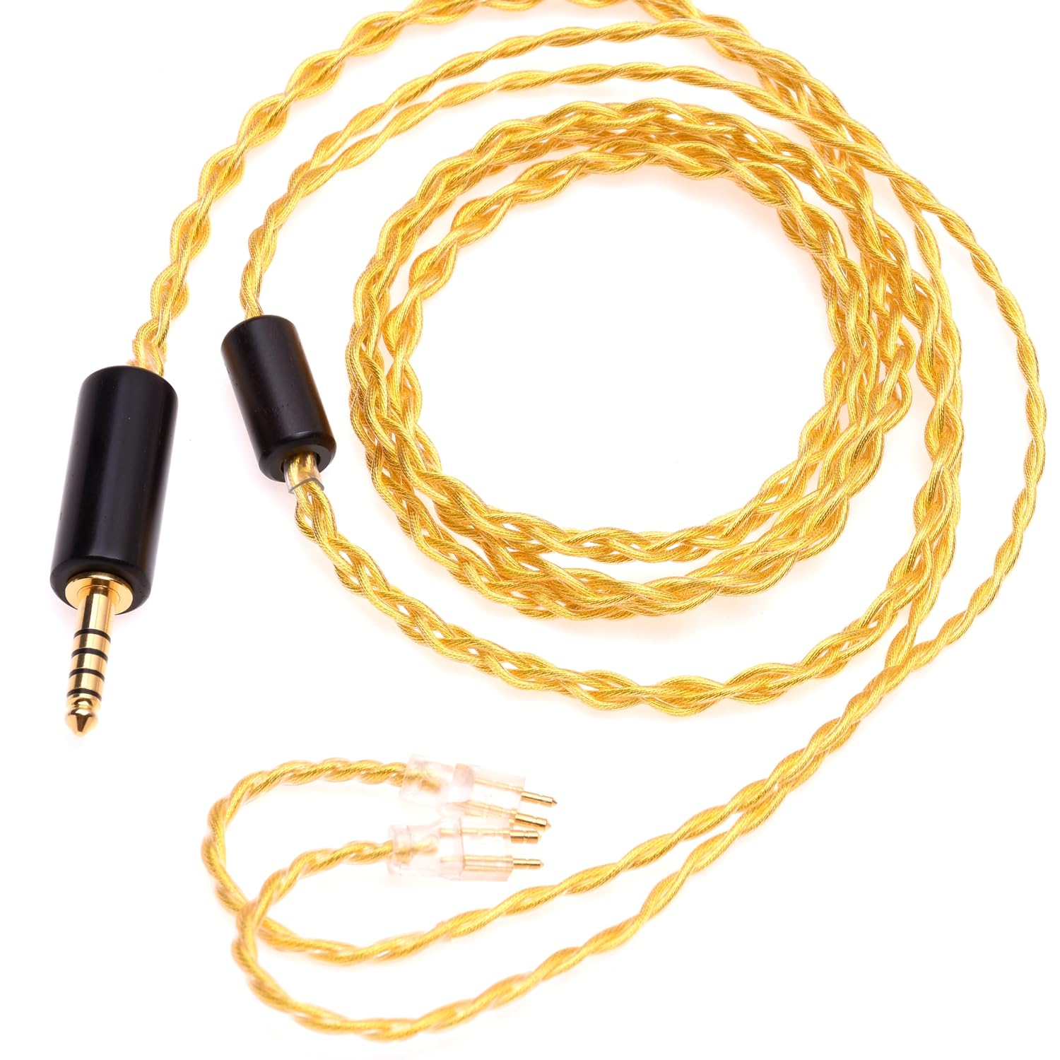 Crystal 4 Cores 6N OCC Gold Plated Silver Plated Headphones Upgrade Cable for Fitear MH334 MH335D NH205 togo334p F111 (2.5mm trrs, Gold Plated Cable)