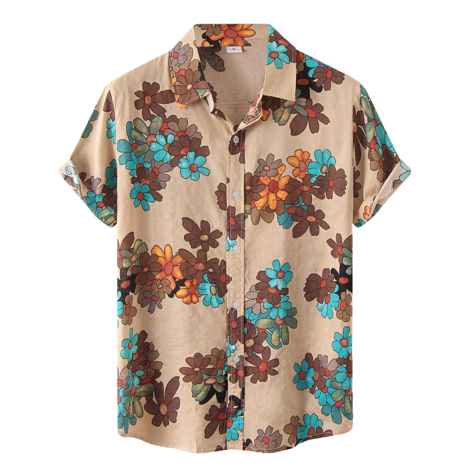 LindoMakerVacation Shirts for Men Big and Tall Summer Aloha Shirt Button Down Beach Printed Lightweight Hawaii Shirts