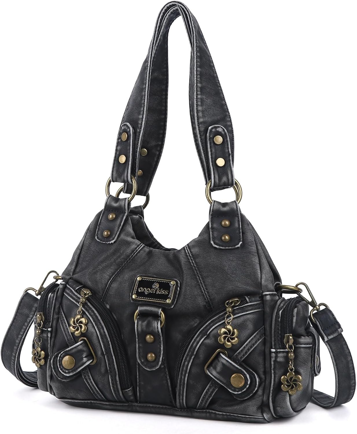 Angel Kiss Purses for Women Small Hobo Shoulder Bags Vagen Leather Multi-Pocket Tote Bag with Zipper - Image 7