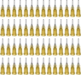 QUARKZMAN Cánulas industriales de punta roma 17G 1/4 pulgadas de longitud con conexión de tornillo Luer Lock, cánula dosificadora para pistola de pegamento líquido, 100 unidades (amarillo)