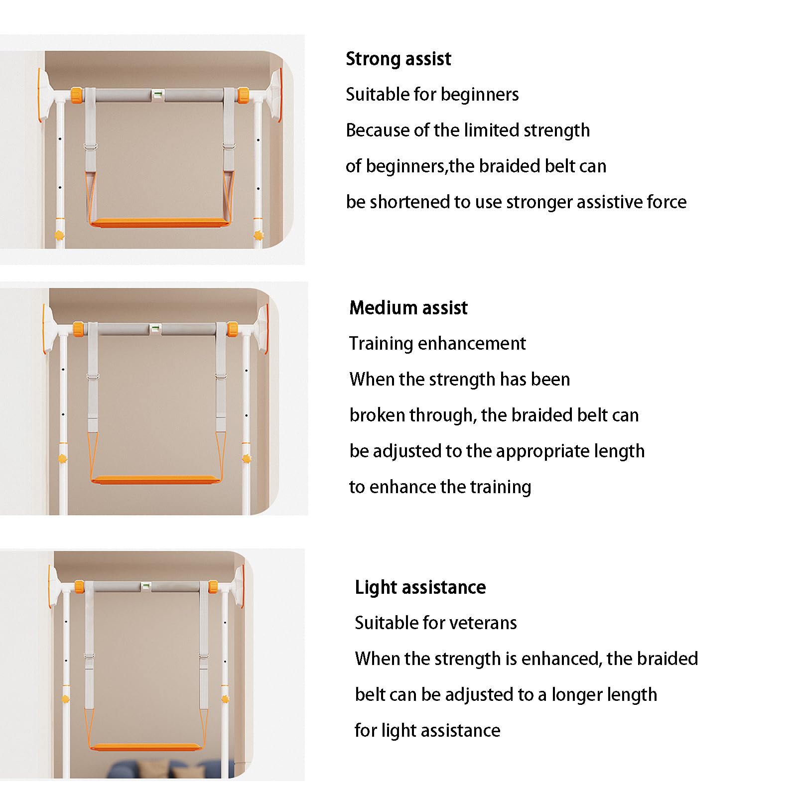 Bandas de asistencia de longitud ajustable para dominadas con soporte ancho para los pies, bandas de gimnasio para ejercicio y entrenamiento