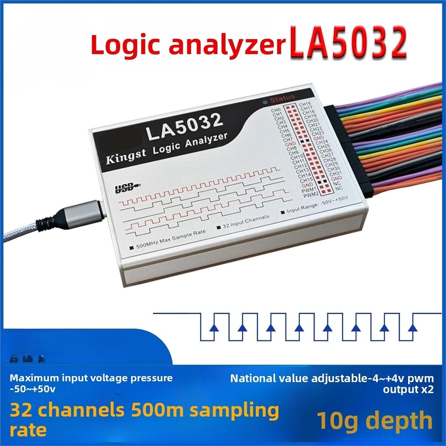 1pc Logic Analyzer LA1010 LA2016 LA5016 LA5032 Protocol Analysis Multilingual Switching(LA5032)