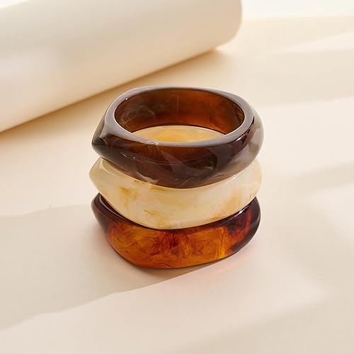 Miniatura 5 de Pulsera de resina gruesa para mujer, estilo vintage, de resina de carey, juego de pulseras anchas de acetato, pulsera acrílica, joyería de