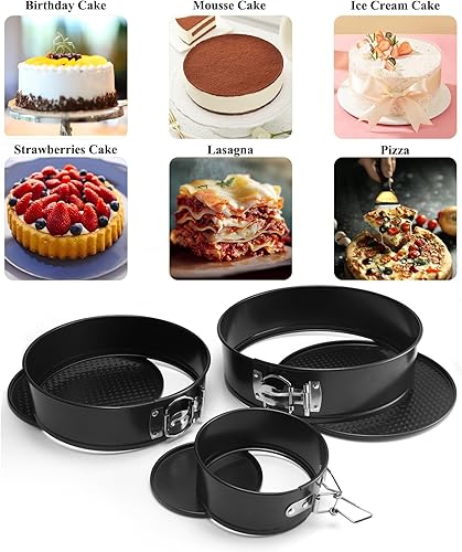 Miniatura 5 de Verdental Juego de moldes antiadherentes de base extraíble con decoración de pastel de feliz cumpleaños, suministros para hornear (479 pulgadas)