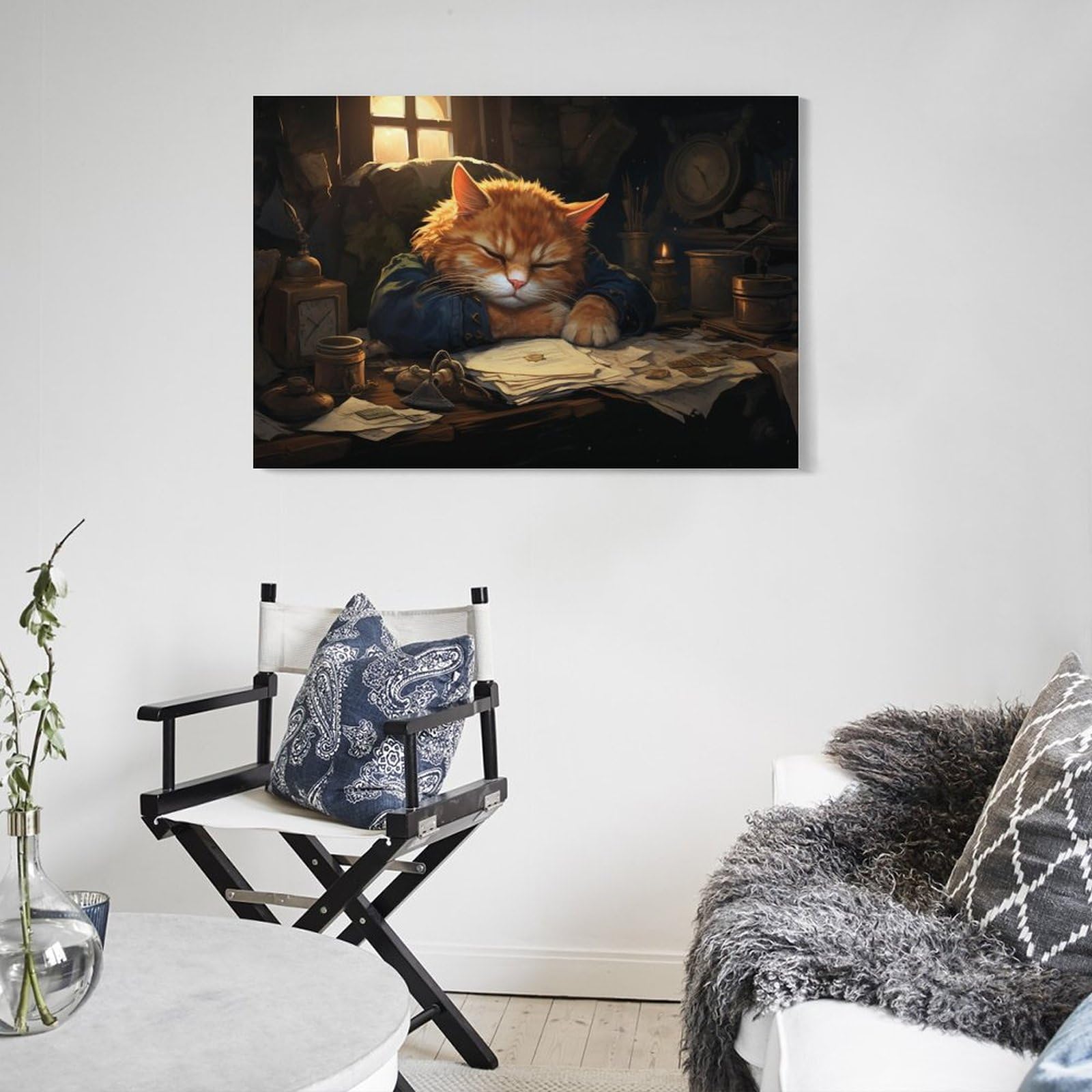 Stampa Su Tela Gatto Straordinario 30x40 Cm – Quadro Mistico Con Gatti, Luna E Stelle Per Decorazione Camera Da Letto O Soggiorno