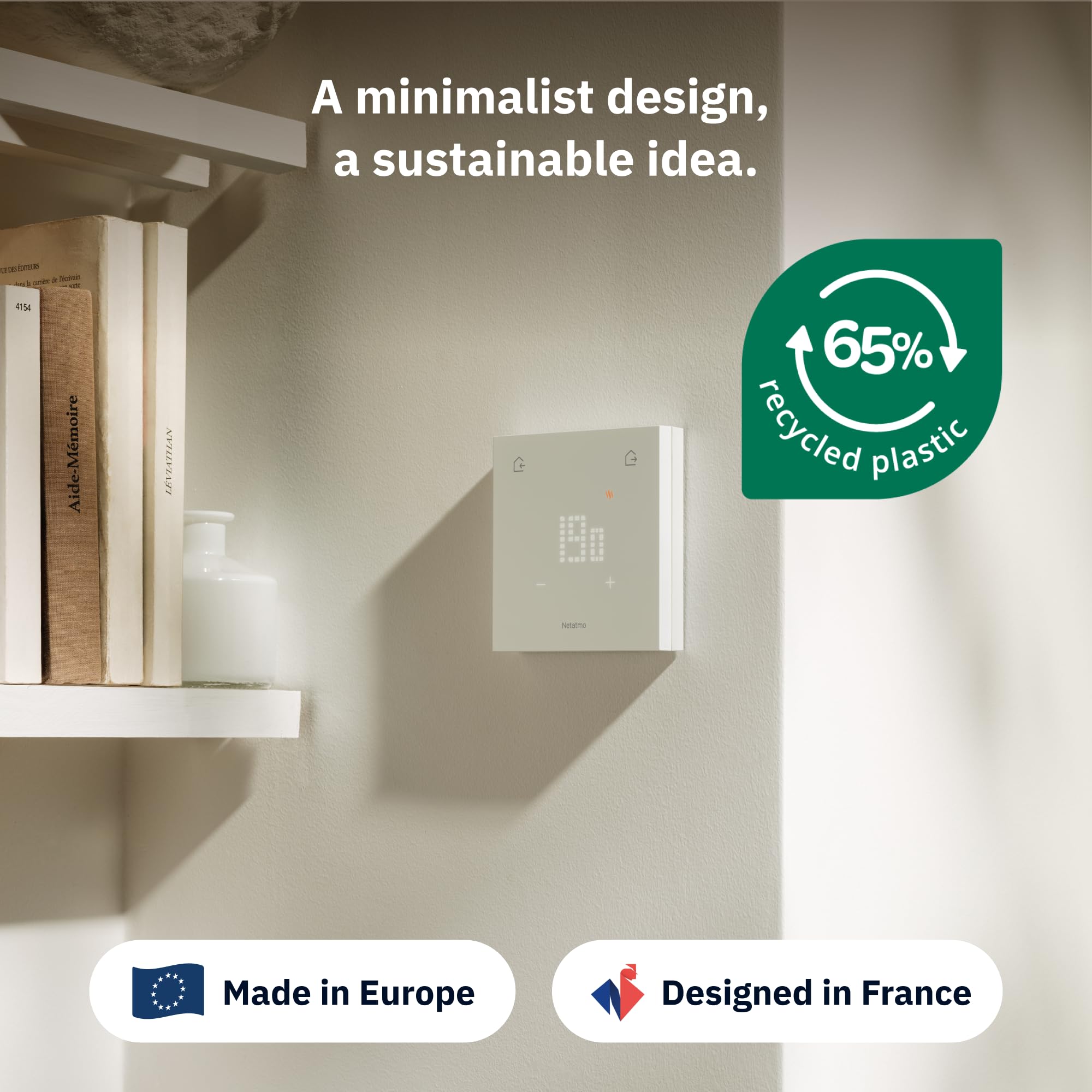 Netatmo Oryginalny Termostat Smart do Ogrzewania Indywidualnego – Zestaw Instalacyjny Bezprzewodowy/Przewodowy, Wspornik w Zestawie, Oszczędzanie Energii, Kompatybilny z Matter (Alexa, Google Home,