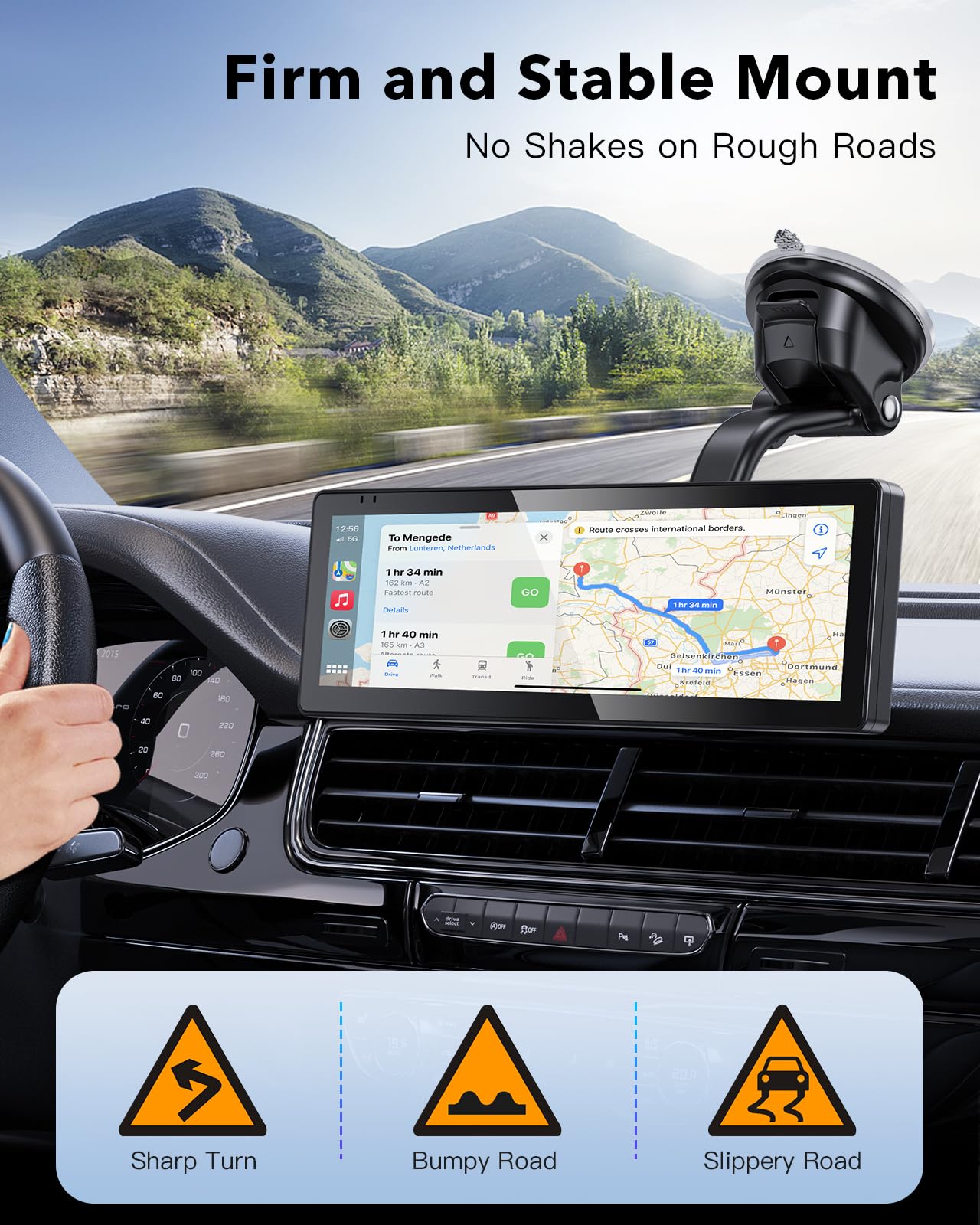Soporte de ventosa para pantalla de coche: se adapta a pantallas CarPlay y GPS, soporte ajustable para salpicadero/parabrisas